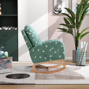 English Elm 26.8"w Boucle High Back Rocker Armchair with Side Pocket for Nursery or Living Room W129848077