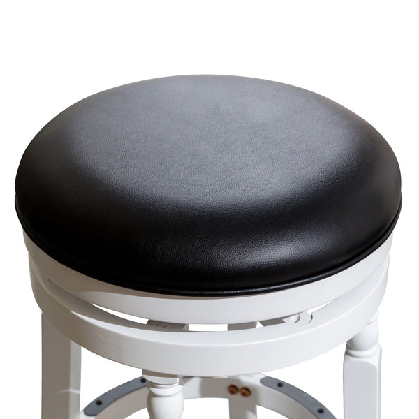 English Elm 30" Bar Stool - Classic White Finish, Comfortable Black Leather Seat, Swivel & Durable Design B04660737