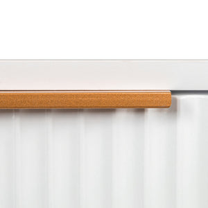 English Elm Modern Four-Drawer Warm White TV Cabinet for 80" TVs – Durable Particleboard, Spacious Storage, Sleek Design W33153230