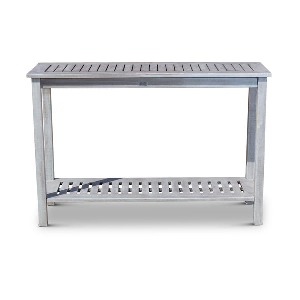 English Elm Eucalyptus Console Table Silver Gray — 48" Outdoor Slatted 2-Shelf Durable FSC Wood for Entertaining B04660599
