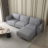 English Elm L Shape Sectional Sofa With Usb Grey Fabric