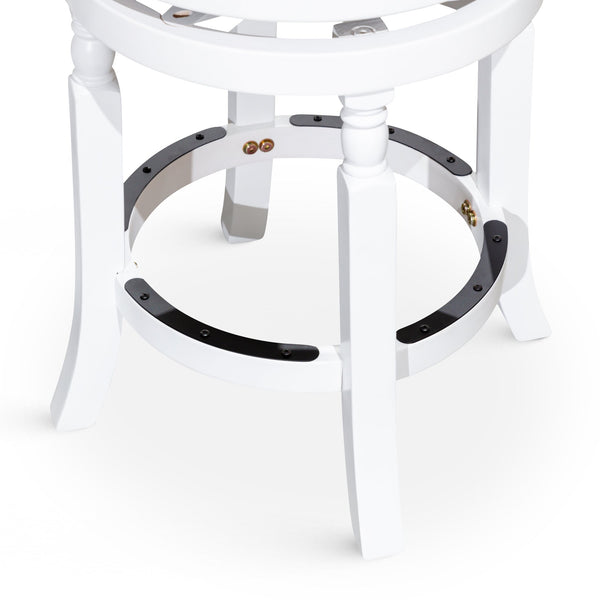 English Elm 30" Bar Stool - Classic White Finish, Comfortable Black Leather Seat, Swivel & Durable Design B04660737