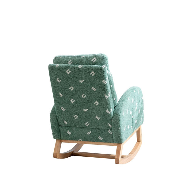 English Elm 26.8"w Boucle High Back Rocker Armchair with Side Pocket for Nursery or Living Room W129848077