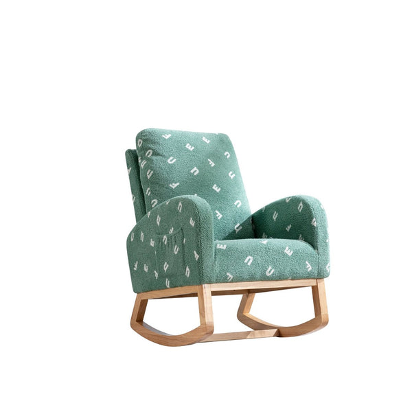 English Elm 26.8"w Boucle High Back Rocker Armchair with Side Pocket for Nursery or Living Room W129848077
