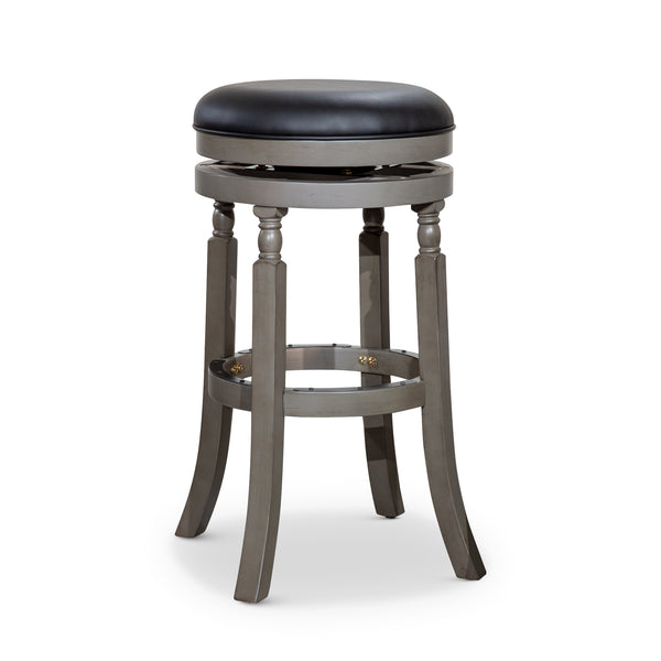 English Elm 30" Bar Stool - Weathered Gray Frame, Plush Black Leather Seat, Perfect For Kitchen & Home Bars B04660735