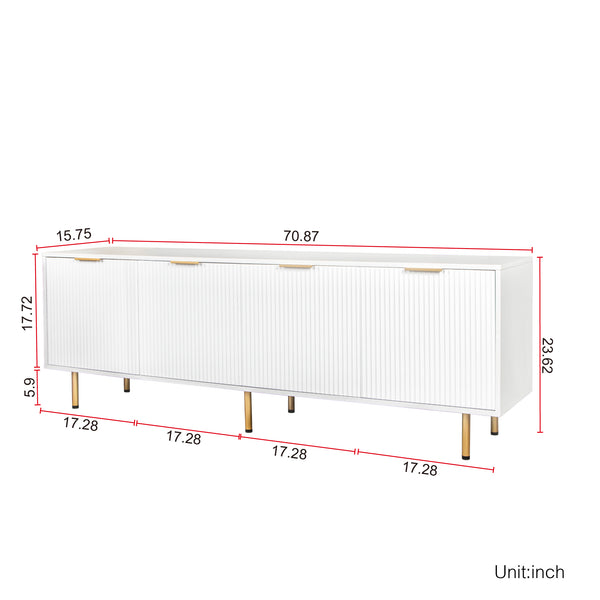 English Elm Modern Four-Drawer Warm White TV Cabinet for 80" TVs – Durable Particleboard, Spacious Storage, Sleek Design W33153230