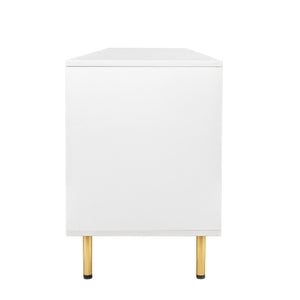 English Elm Modern Four-Drawer Warm White TV Cabinet for 80" TVs – Durable Particleboard, Spacious Storage, Sleek Design W33153230