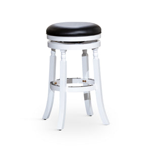 English Elm 30" Bar Stool - Classic White Finish, Comfortable Black Leather Seat, Swivel & Durable Design B04660737