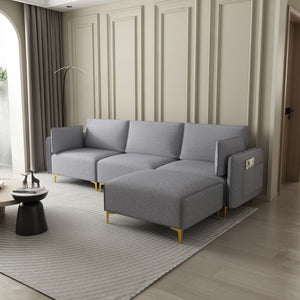 English Elm L Shape Sectional Sofa With Usb Grey Fabric