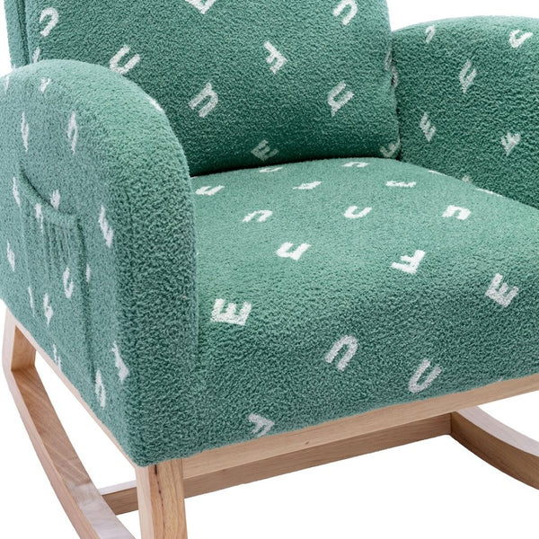 English Elm 26.8"w Boucle High Back Rocker Armchair with Side Pocket for Nursery or Living Room W129848077