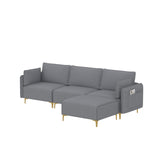 English Elm L Shape Sectional Sofa With Usb Grey Fabric