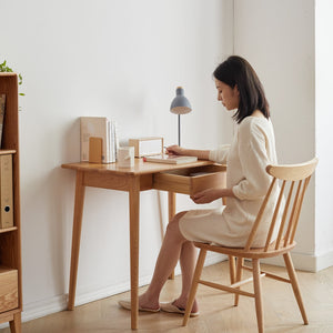 English Elm Desk 100% Solid Wood Natural Wood Computer Desk Study Desk Oak Natural Wood Piece Desk Work Desk Dressing Table Slim Solid Wood With Drawer Simple Work From Home Width 80 Cm Depth 50 Cm Wood Grain Wooden