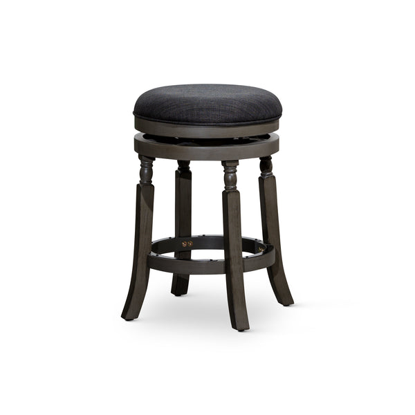 English Elm 24" Palmer Lake Counter Stool Weathered Gray with Charcoal Fabric Swivel 300lb Solid Hardwood B04660746