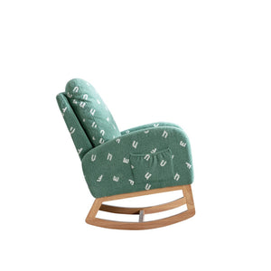 English Elm 26.8"w Boucle High Back Rocker Armchair with Side Pocket for Nursery or Living Room W129848077