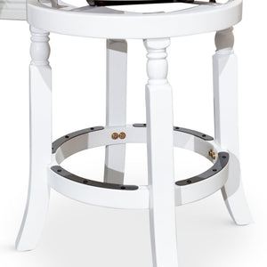 English Elm 30" Bar Stool - Classic White Finish, Comfortable Black Leather Seat, Swivel & Durable Design B04660737