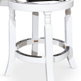 English Elm 30" Bar Stool, White Finish, Black Leather Seat