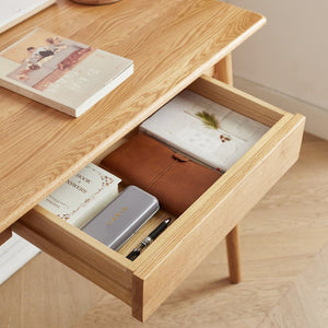 English Elm Desk Solid Oak Wood Single Drawer Writing Table Compact Home Office Study Piece W128352261
