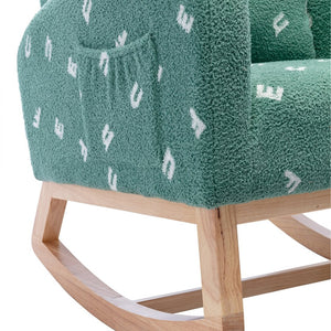 English Elm 26.8"w Boucle High Back Rocker Armchair with Side Pocket for Nursery or Living Room W129848077
