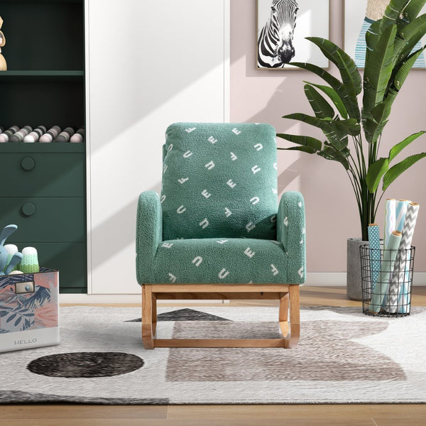 English Elm 26.8"w Boucle High Back Rocker Armchair with Side Pocket for Nursery or Living Room W129848077