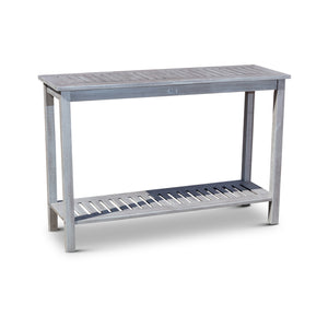 English Elm Eucalyptus Console Table Silver Gray — 48" Outdoor Slatted 2-Shelf Durable FSC Wood for Entertaining B04660599