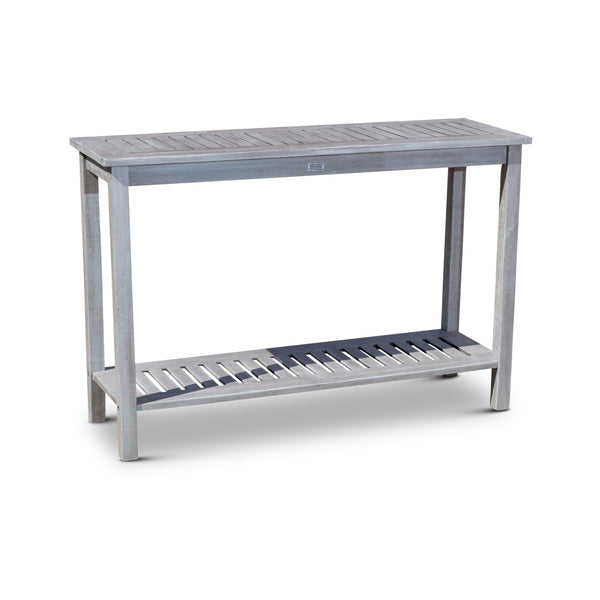 English Elm Eucalyptus Console Table Silver Gray — 48" Outdoor Slatted 2-Shelf Durable FSC Wood for Entertaining B04660599