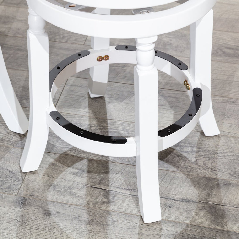 English Elm 30" Palmer Lake Bar Stool with 360° Swivel, Solid Hardwood Frame, Charcoal Fabric Seat, Durable Footrest White B04660745