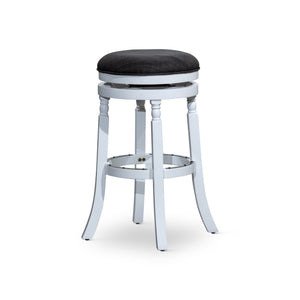 English Elm 30" Palmer Lake Bar Stool with 360° Swivel, Solid Hardwood Frame, Charcoal Fabric Seat, Durable Footrest White B04660745