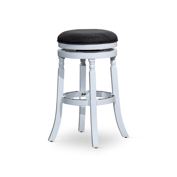 English Elm 30" Palmer Lake Bar Stool with 360° Swivel, Solid Hardwood Frame, Charcoal Fabric Seat, Durable Footrest White B04660745