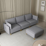 English Elm L Shape Sectional Sofa With Usb Grey Fabric