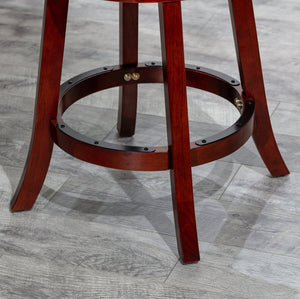 English Elm 30" 30" Bar Height X-Back Swivel Stool Cherry Finish with Beige Padded Fabric Seat, Solid Hardwood Frame B04660709