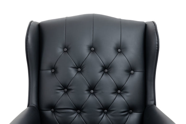 English Elm Executive Office Chair with Height Adjust, Ergonomic High Back, Thick Padded Seat, Smooth Casters Black PU W133360437