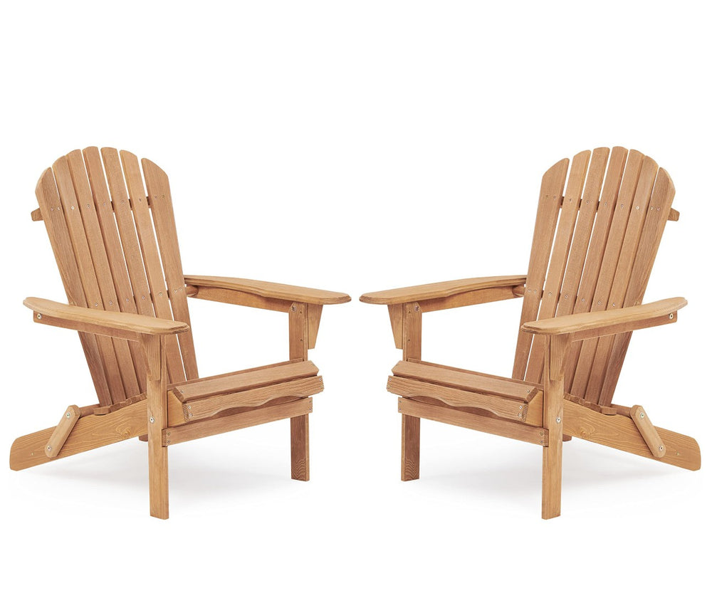 English Elm Wooden Cedar Folding Adirondack Chair Set of 2 for Patio Deck Garden Fire Pit W139058473