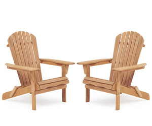 English Elm Wooden Cedar Folding Adirondack Chair Set of 2 for Patio Deck Garden Fire Pit W139058473