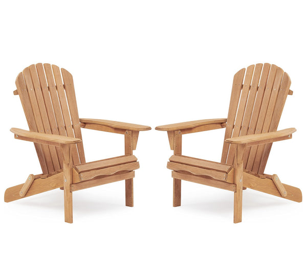 English Elm Wooden Cedar Folding Adirondack Chair Set of 2 for Patio Deck Garden Fire Pit W139058473