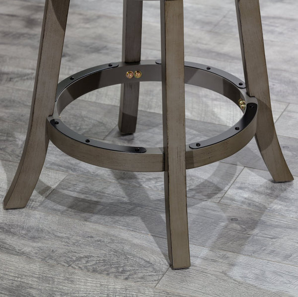 English Elm 24" Counter Height X-Back Swivel Stool - Weathered Gray, Charcoal Fabric & Stylish Comfort For Bars B04660722