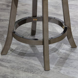 English Elm 30" Bar Height X-Back Swivel Stool, Weathered Gray Finish, French Gray Leather Seat