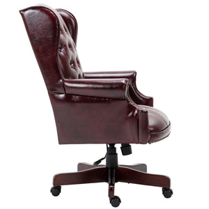 English Elm Executive Office Chair with Height Adjust, Ergonomic High Back, Thick Padded Seat, Smooth Casters Burgundy W133360438