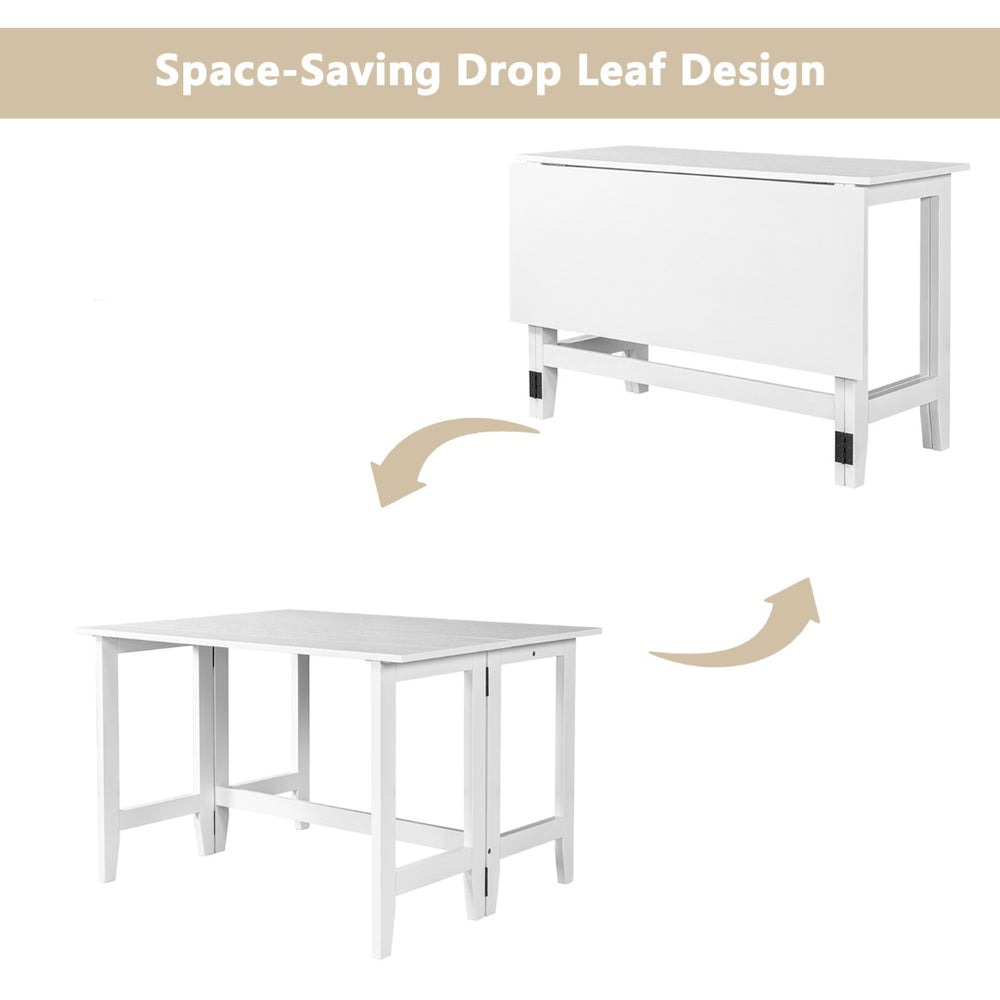 English Elm Topmax Farmhouse Drop Leaf Dining Table Acacia Veneer White Finish Seats Four N717P379754K