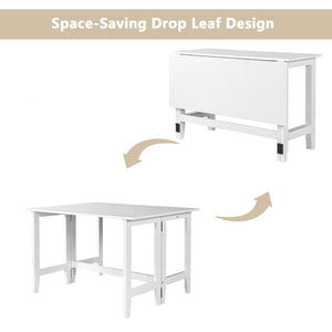 English Elm Topmax Farmhouse Drop Leaf Dining Table Acacia Veneer White Finish Seats Four N717P379754K