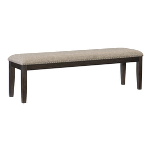 English Elm Traditional Oak Bench 64" Rustic Brown Wire-Brushed Frame with Brown Linen Upholstery, Seat 64"x17" Durable Dining Accent B01161312