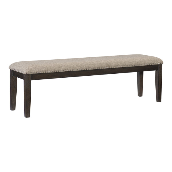 English Elm Traditional Oak Bench 64" Rustic Brown Wire-Brushed Frame with Brown Linen Upholstery, Seat 64"x17" Durable Dining Accent B01161312