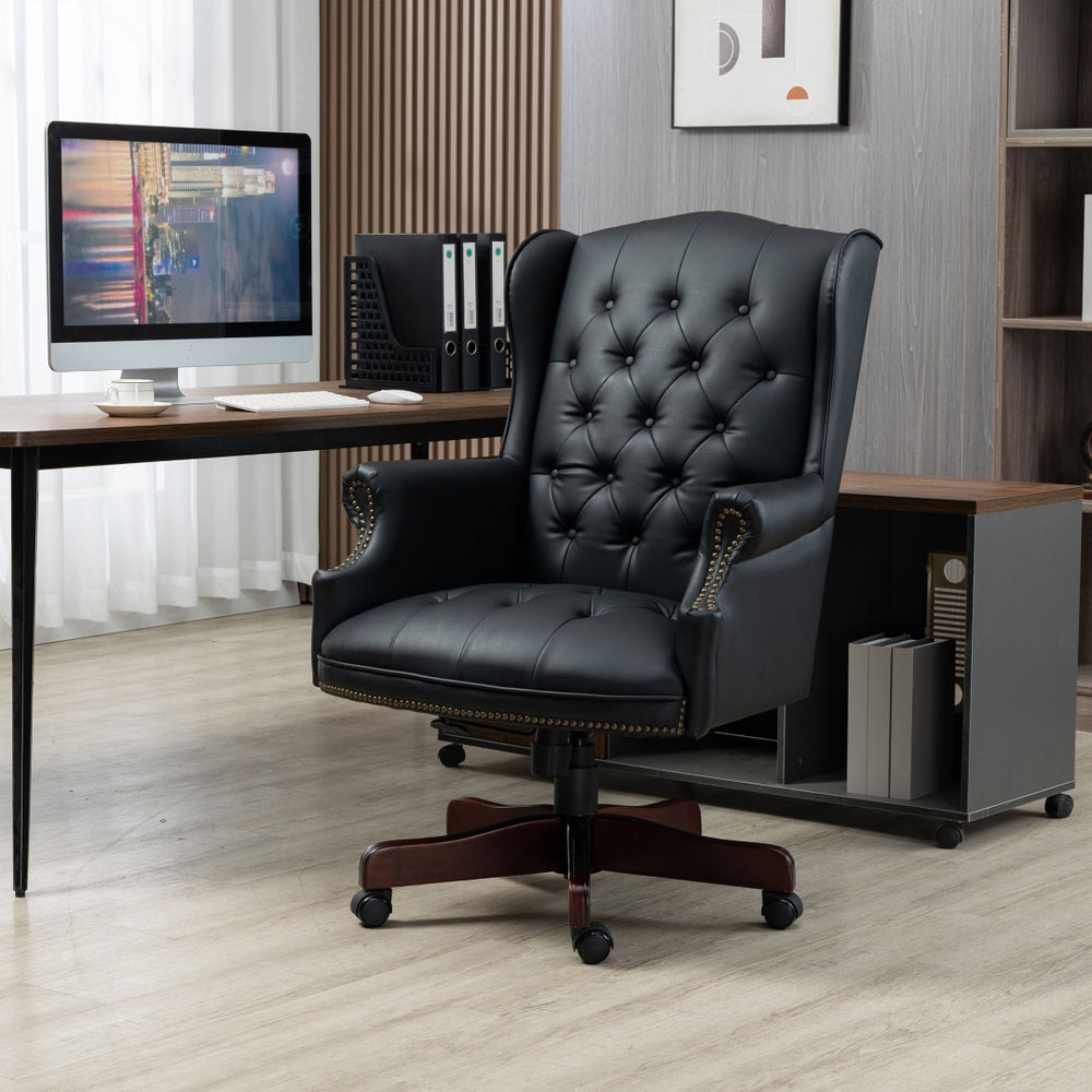 English Elm Executive Pu Leather Office Chair Thick Foam Seat Pneumatic Height Adjustment 330 Lb W1333P488931