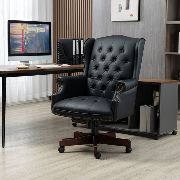 English Elm Executive Pu Leather Office Chair Thick Foam Seat Pneumatic Height Adjustment 330 Lb W1333P488931