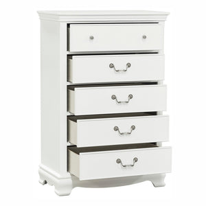 English Elm Classic Lucida 5-Drawer Chest in White Finish with Dovetail Drawers, Traditional Hardware, 32x17x48.25" B01161309