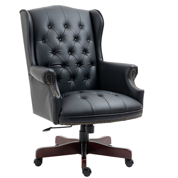 English Elm Executive Office Chair with Height Adjust, Ergonomic High Back, Thick Padded Seat, Smooth Casters Black PU W133360437