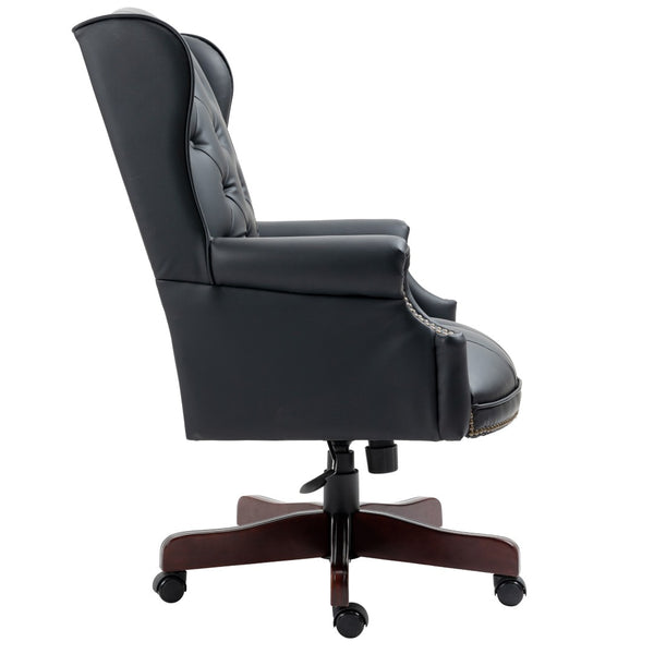 English Elm Executive Pu Leather Office Chair Thick Foam Seat Pneumatic Height Adjustment 330 Lb W1333P488931