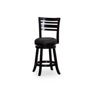 English Elm 24" Counter Height Swivel Stool With Espresso Finish And Padded Charcoal Fabric Seat For Style B04660690