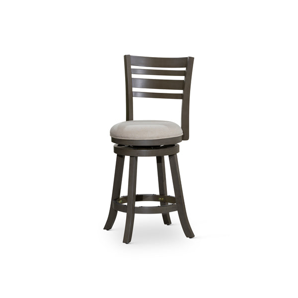 English Elm 24" Stylish Counter Height Swivel Stool With Beige Fabric Seat & Weathered Gray Finish, Perfect For Dining B04660696