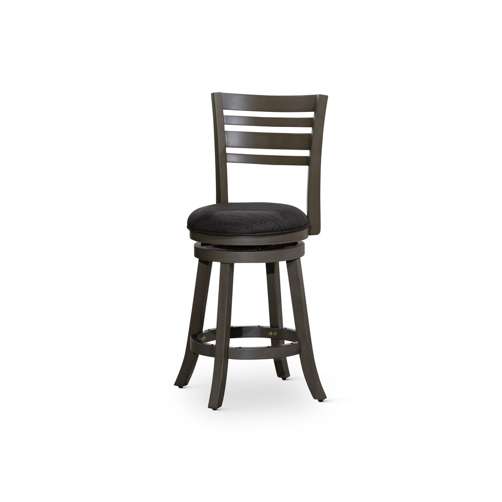 English Elm 24" Counter Height Swivel Stool In Weathered Gray With Charcoal Padded Seat For Modern Comfort B04660698