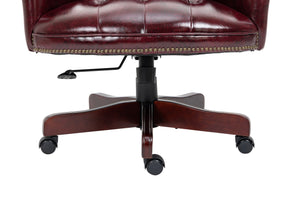 English Elm Executive Office Chair with Height Adjust, Ergonomic High Back, Thick Padded Seat, Smooth Casters Burgundy W133360438